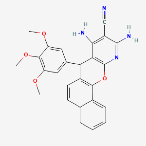 molecular formula C26H22N4O4 B11065301 8,10-diamino-7-(3,4,5-trimethoxyphenyl)-7H-benzo[7,8]chromeno[2,3-b]pyridine-9-carbonitrile 