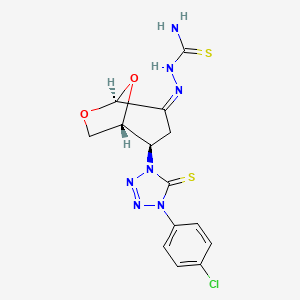 (2Z)-2-{(1R,2R,5S)-2-[4-(4-chlorophenyl)-5-thioxo-4,5-dihydro-1H-tetrazol-1-yl]-6,8-dioxabicyclo[3.2.1]oct-4-ylidene}hydrazinecarbothioamide (non-preferred name)