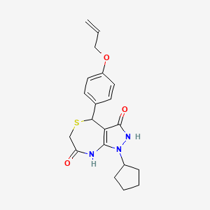 1-cyclopentyl-4-[4-(prop-2-en-1-yloxy)phenyl]-4,6-dihydro-1H-pyrazolo[3,4-e][1,4]thiazepine-3,7-diol