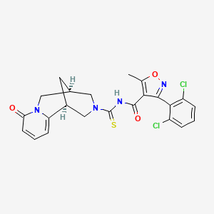 molecular formula C23H20Cl2N4O3S B11065390 3-(2,6-dichlorophenyl)-5-methyl-N-{[(1R,5S)-8-oxo-1,5,6,8-tetrahydro-2H-1,5-methanopyrido[1,2-a][1,5]diazocin-3(4H)-yl]carbonothioyl}-1,2-oxazole-4-carboxamide 