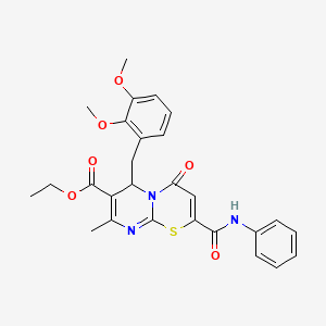 ethyl 6-(2,3-dimethoxybenzyl)-8-methyl-4-oxo-2-(phenylcarbamoyl)-4H,6H-pyrimido[2,1-b][1,3]thiazine-7-carboxylate