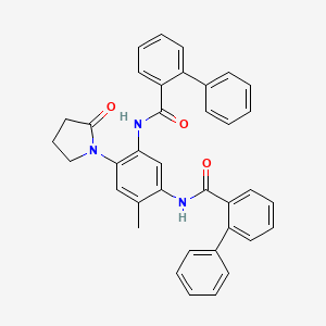 molecular formula C37H31N3O3 B11065421 N,N'-[4-Methyl-6-(2-oxopyrrolidin-1-YL)-1,3-phenylene]dibiphenyl-2-carboxamide 