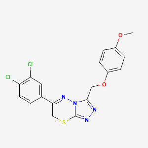 molecular formula C18H14Cl2N4O2S B11065427 6-(3,4-dichlorophenyl)-3-[(4-methoxyphenoxy)methyl]-7H-[1,2,4]triazolo[3,4-b][1,3,4]thiadiazine 