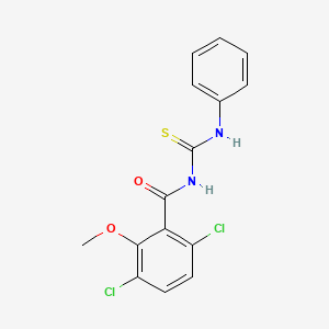 molecular formula C15H12Cl2N2O2S B11065436 3,6-dichloro-2-methoxy-N-(phenylcarbamothioyl)benzamide 