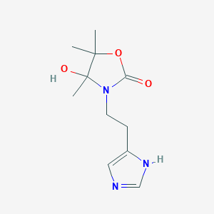 molecular formula C11H17N3O3 B11065451 4-hydroxy-3-[2-(1H-imidazol-5-yl)ethyl]-4,5,5-trimethyl-1,3-oxazolidin-2-one 