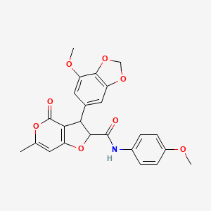 3-(7-methoxy-1,3-benzodioxol-5-yl)-N-(4-methoxyphenyl)-6-methyl-4-oxo-2,3-dihydro-4H-furo[3,2-c]pyran-2-carboxamide