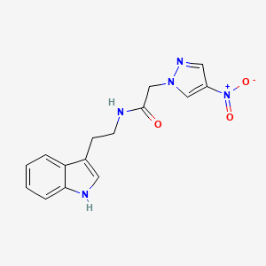 molecular formula C15H15N5O3 B11065489 N-[2-(1H-indol-3-yl)ethyl]-2-(4-nitro-1H-pyrazol-1-yl)acetamide 