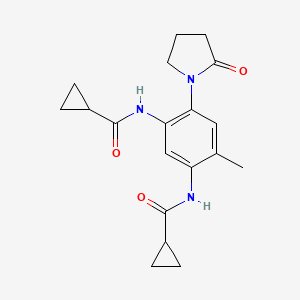 molecular formula C19H23N3O3 B11065495 Cyclopropanecarboxamide, N-[5-[(cyclopropylcarbonyl)amino]-4-methyl-2-(2-oxo-1-pyrrolidinyl)phenyl]- 