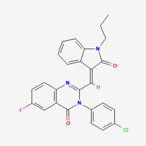 3-(4-chlorophenyl)-6-iodo-2-[(2-oxo-1-propyl-1,2-dihydro-3H-indol-3-ylidene)methyl]quinazolin-4(3H)-one