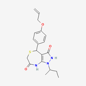 molecular formula C19H23N3O3S B11065531 1-(butan-2-yl)-3-hydroxy-4-[4-(prop-2-en-1-yloxy)phenyl]-4,8-dihydro-1H-pyrazolo[3,4-e][1,4]thiazepin-7(6H)-one 