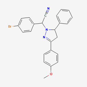 molecular formula C24H20BrN3O B11065536 (4-bromophenyl)[3-(4-methoxyphenyl)-5-phenyl-4,5-dihydro-1H-pyrazol-1-yl]acetonitrile 