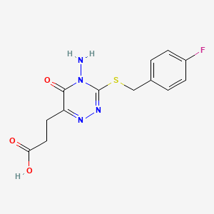 3-{4-Amino-3-[(4-fluorobenzyl)sulfanyl]-5-oxo-4,5-dihydro-1,2,4-triazin-6-yl}propanoic acid