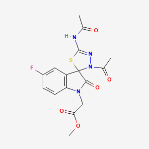 molecular formula C16H15FN4O5S B11065559 methyl [3'-acetyl-5'-(acetylamino)-5-fluoro-2-oxo-3'H-spiro[indole-3,2'-[1,3,4]thiadiazol]-1(2H)-yl]acetate 