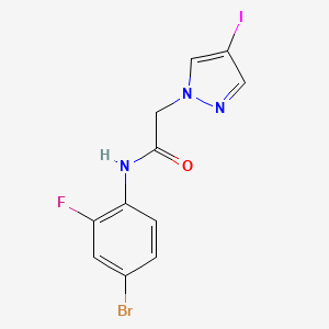 molecular formula C11H8BrFIN3O B11065564 N-(4-bromo-2-fluorophenyl)-2-(4-iodo-1H-pyrazol-1-yl)acetamide 