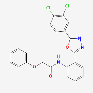 molecular formula C22H15Cl2N3O3 B11065598 N-{2-[5-(3,4-dichlorophenyl)-1,3,4-oxadiazol-2-yl]phenyl}-2-phenoxyacetamide 