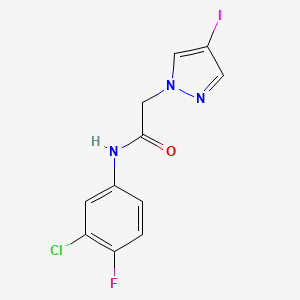 molecular formula C11H8ClFIN3O B11065618 N-(3-chloro-4-fluorophenyl)-2-(4-iodo-1H-pyrazol-1-yl)acetamide 