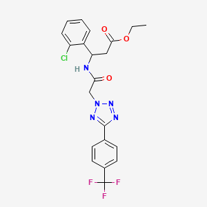 molecular formula C21H19ClF3N5O3 B11065632 ethyl 3-(2-chlorophenyl)-3-[({5-[4-(trifluoromethyl)phenyl]-2H-tetrazol-2-yl}acetyl)amino]propanoate 