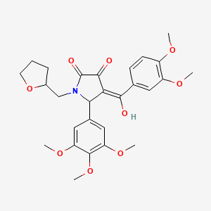 molecular formula C27H31NO9 B11065653 4-[(3,4-dimethoxyphenyl)carbonyl]-3-hydroxy-1-(tetrahydrofuran-2-ylmethyl)-5-(3,4,5-trimethoxyphenyl)-1,5-dihydro-2H-pyrrol-2-one 