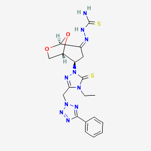 (2Z)-2-[(1R,2R,5S)-2-{4-ethyl-3-[(5-phenyl-2H-tetrazol-2-yl)methyl]-5-thioxo-4,5-dihydro-1H-1,2,4-triazol-1-yl}-6,8-dioxabicyclo[3.2.1]oct-4-ylidene]hydrazinecarbothioamide (non-preferred name)