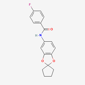 4-fluoro-N-spiro[1,3-benzodioxole-2,1'-cyclopentan]-5-ylbenzamide