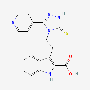 3-{2-[3-(pyridin-4-yl)-5-sulfanyl-4H-1,2,4-triazol-4-yl]ethyl}-1H-indole-2-carboxylic acid