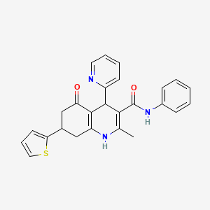 2-methyl-5-oxo-N-phenyl-4-(pyridin-2-yl)-7-(thiophen-2-yl)-1,4,5,6,7,8-hexahydroquinoline-3-carboxamide