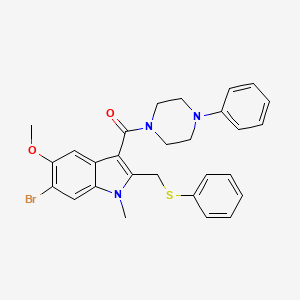 {6-bromo-5-methoxy-1-methyl-2-[(phenylsulfanyl)methyl]-1H-indol-3-yl}(4-phenylpiperazin-1-yl)methanone