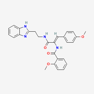 molecular formula C27H26N4O4 B11065717 N-[(1Z)-3-{[2-(1H-benzimidazol-2-yl)ethyl]amino}-1-(4-methoxyphenyl)-3-oxoprop-1-en-2-yl]-2-methoxybenzamide 