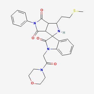 molecular formula C28H30N4O5S B11065741 3'-[2-(Methylthio)ethyl]-1-(2-morpholin-4-YL-2-oxoethyl)-5'-phenyl-3A',6A'-dihydro-2'H-spiro[indole-3,1'-pyrrolo[3,4-C]pyrrole]-2,4',6'(1H,3'H,5'H)-trione 