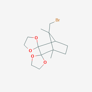 molecular formula C14H21BrO4 B11065743 7'-(Bromomethyl)-1',7'-dimethyldispiro[1,3-dioxolane-2,2'-bicyclo[2.2.1]heptane-3',2''-[1,3]dioxolane] 