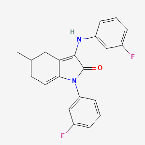 molecular formula C21H18F2N2O B11065773 1-(3-fluorophenyl)-3-[(3-fluorophenyl)amino]-5-methyl-1,4,5,6-tetrahydro-2H-indol-2-one 