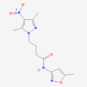 molecular formula C13H17N5O4 B11065799 4-(3,5-dimethyl-4-nitro-1H-pyrazol-1-yl)-N-(5-methyl-1,2-oxazol-3-yl)butanamide 