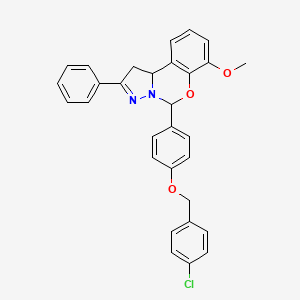 5-{4-[(4-Chlorobenzyl)oxy]phenyl}-7-methoxy-2-phenyl-1,10b-dihydropyrazolo[1,5-c][1,3]benzoxazine