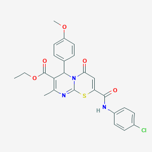 molecular formula C25H22ClN3O5S B11065896 ethyl 2-[(4-chlorophenyl)carbamoyl]-6-(4-methoxyphenyl)-8-methyl-4-oxo-4H,6H-pyrimido[2,1-b][1,3]thiazine-7-carboxylate 