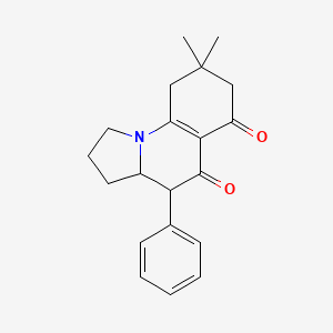 molecular formula C20H23NO2 B11065914 8,8-dimethyl-4-phenyl-2,3,3a,4,8,9-hexahydropyrrolo[1,2-a]quinoline-5,6(1H,7H)-dione 