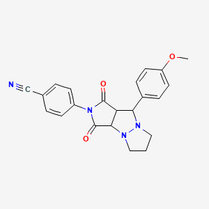 molecular formula C22H20N4O3 B11065920 4-[9-(4-methoxyphenyl)-1,3-dioxohexahydro-5H-pyrazolo[1,2-a]pyrrolo[3,4-c]pyrazol-2(1H)-yl]benzonitrile 