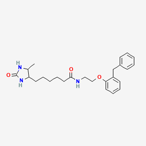 molecular formula C25H33N3O3 B11065947 N-[2-(2-benzylphenoxy)ethyl]-6-(5-methyl-2-oxoimidazolidin-4-yl)hexanamide 