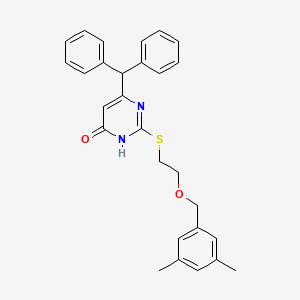 2-({2-[(3,5-dimethylbenzyl)oxy]ethyl}sulfanyl)-6-(diphenylmethyl)pyrimidin-4(3H)-one