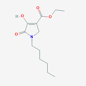 molecular formula C13H21NO4 B11065960 ethyl 1-hexyl-4-hydroxy-5-oxo-2,5-dihydro-1H-pyrrole-3-carboxylate 