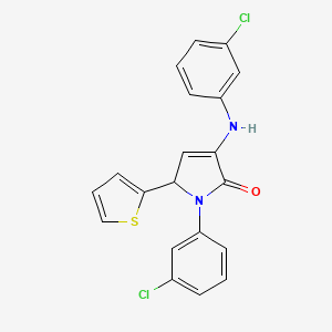 molecular formula C20H14Cl2N2OS B11065962 1-(3-chlorophenyl)-3-[(3-chlorophenyl)amino]-5-(thiophen-2-yl)-1,5-dihydro-2H-pyrrol-2-one 