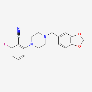 molecular formula C19H18FN3O2 B11066017 2-[4-(1,3-Benzodioxol-5-ylmethyl)piperazin-1-yl]-6-fluorobenzonitrile 