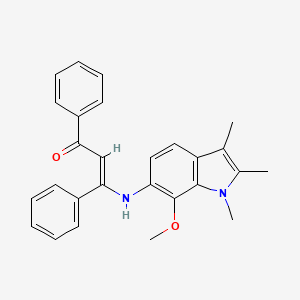 molecular formula C27H26N2O2 B11066077 (2E)-3-[(7-methoxy-1,2,3-trimethyl-1H-indol-6-yl)amino]-1,3-diphenylprop-2-en-1-one 