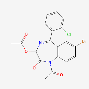 molecular formula C19H14BrClN2O4 B11066125 1-Acetyl-7-bromo-5-(2-chlorophenyl)-2-oxo-2,3-dihydro-1H-1,4-benzodiazepin-3-yl acetate CAS No. 138323-22-5