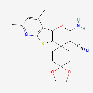 2''-Amino-7'',9''-dimethyldispiro[1,3-dioxolane-2,1'-cyclohexane-4',4''-pyrano[2',3':4,5]thieno[2,3-b]pyridine]-3''-carbonitrile