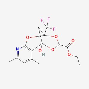 molecular formula C15H16F3NO6 B11066129 ethyl 6-hydroxy-7,9-dimethyl-2-(trifluoromethyl)-6H-2,6-methano[1,3,5]trioxocino[6,7-b]pyridine-4-carboxylate 