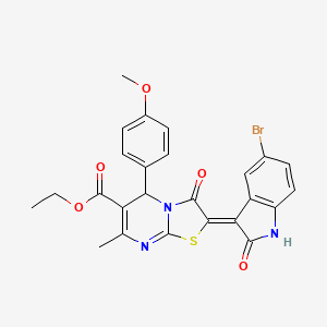 ethyl (2Z)-2-(5-bromo-2-oxo-1,2-dihydro-3H-indol-3-ylidene)-5-(4-methoxyphenyl)-7-methyl-3-oxo-2,3-dihydro-5H-[1,3]thiazolo[3,2-a]pyrimidine-6-carboxylate