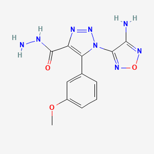 molecular formula C12H12N8O3 B11066190 1-(4-amino-1,2,5-oxadiazol-3-yl)-5-(3-methoxyphenyl)-1H-1,2,3-triazole-4-carbohydrazide 