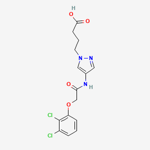 molecular formula C15H15Cl2N3O4 B11066210 4-(4-{[(2,3-dichlorophenoxy)acetyl]amino}-1H-pyrazol-1-yl)butanoic acid 