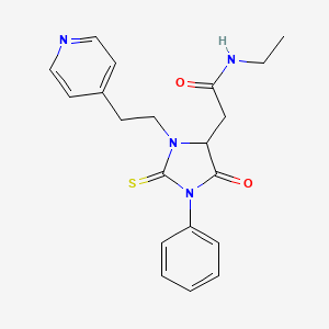 N-ethyl-2-{5-oxo-1-phenyl-3-[2-(pyridin-4-yl)ethyl]-2-thioxoimidazolidin-4-yl}acetamide