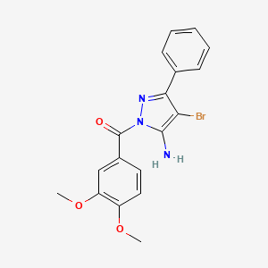 molecular formula C18H16BrN3O3 B11066260 (5-amino-4-bromo-3-phenyl-1H-pyrazol-1-yl)(3,4-dimethoxyphenyl)methanone 